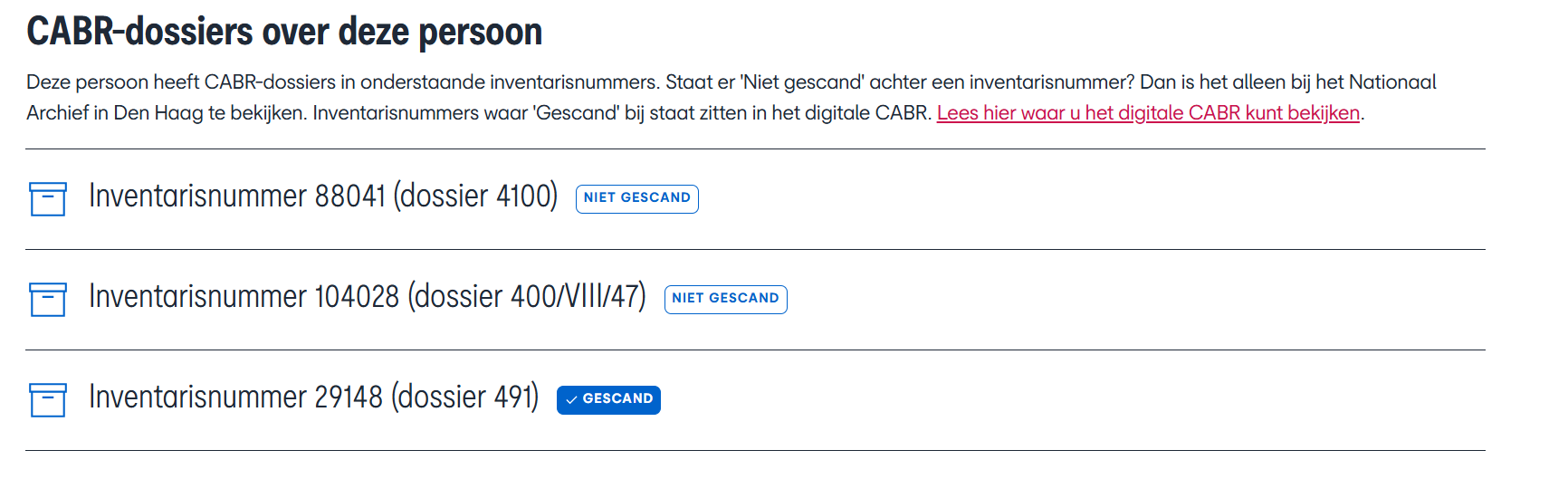Inventarisnummer dossier