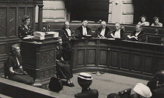 Daisy Stork tijdens de verdediging van haar proefschrift op de universiteit van Amsterdam