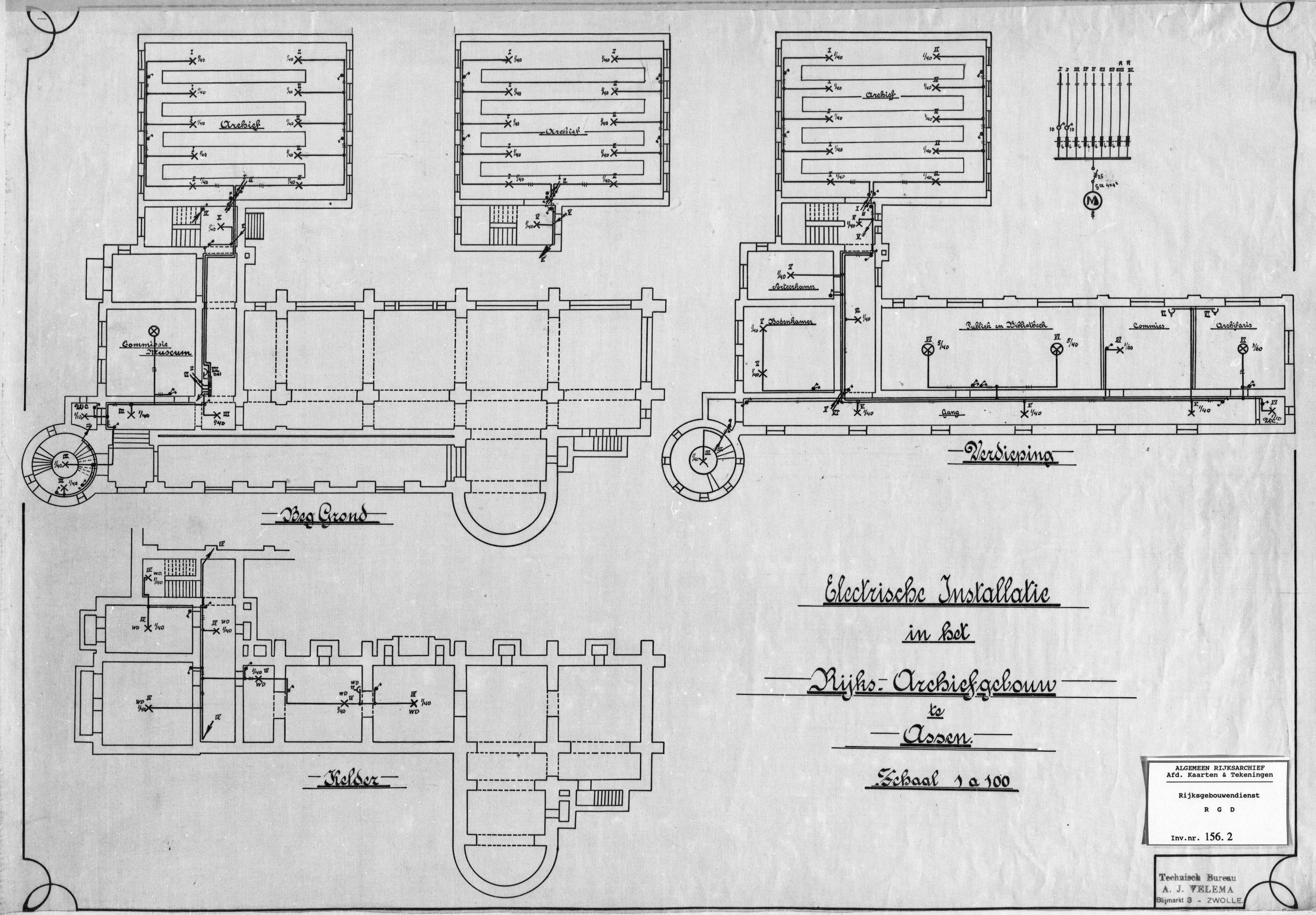 Het ontwerp van het Rijksarchiefgebouw met de middeleeuwse kloostergang, 1897.