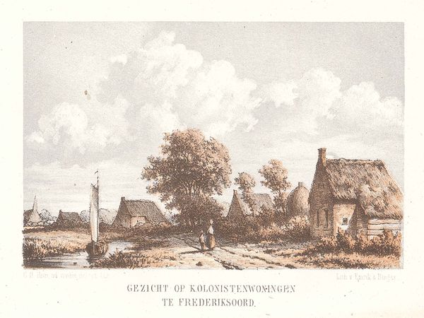 Tekening van kolonistenwoningen in Frederiksoord.