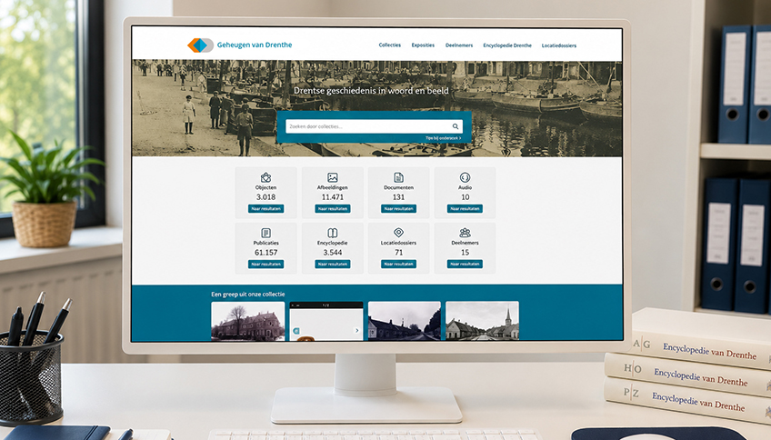 Voorbeeld van de nieuwe homepage van het Geheugen van Drenthe