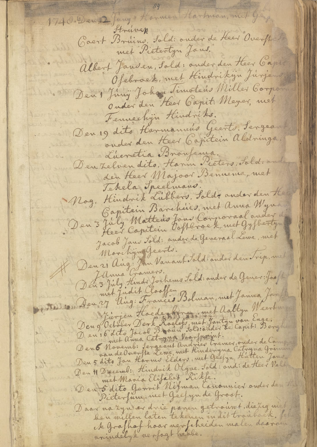 Huwelijksakte 1748 jan van ant en janna cramers