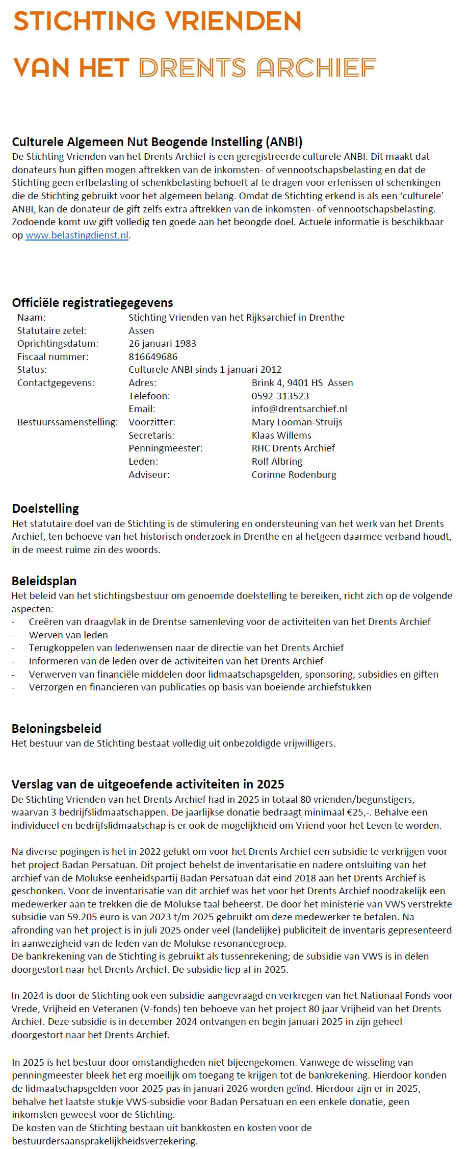 Jaarverslag 2025